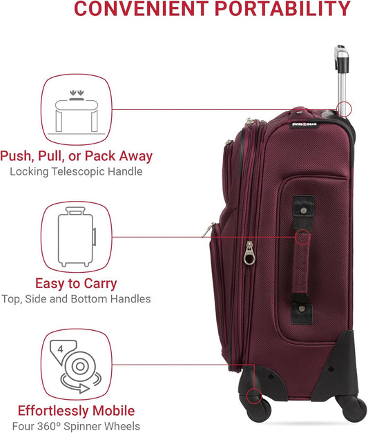 SwissGear Sion Softside Expandable Luggage, Merlot, Carry-On 21-Inch