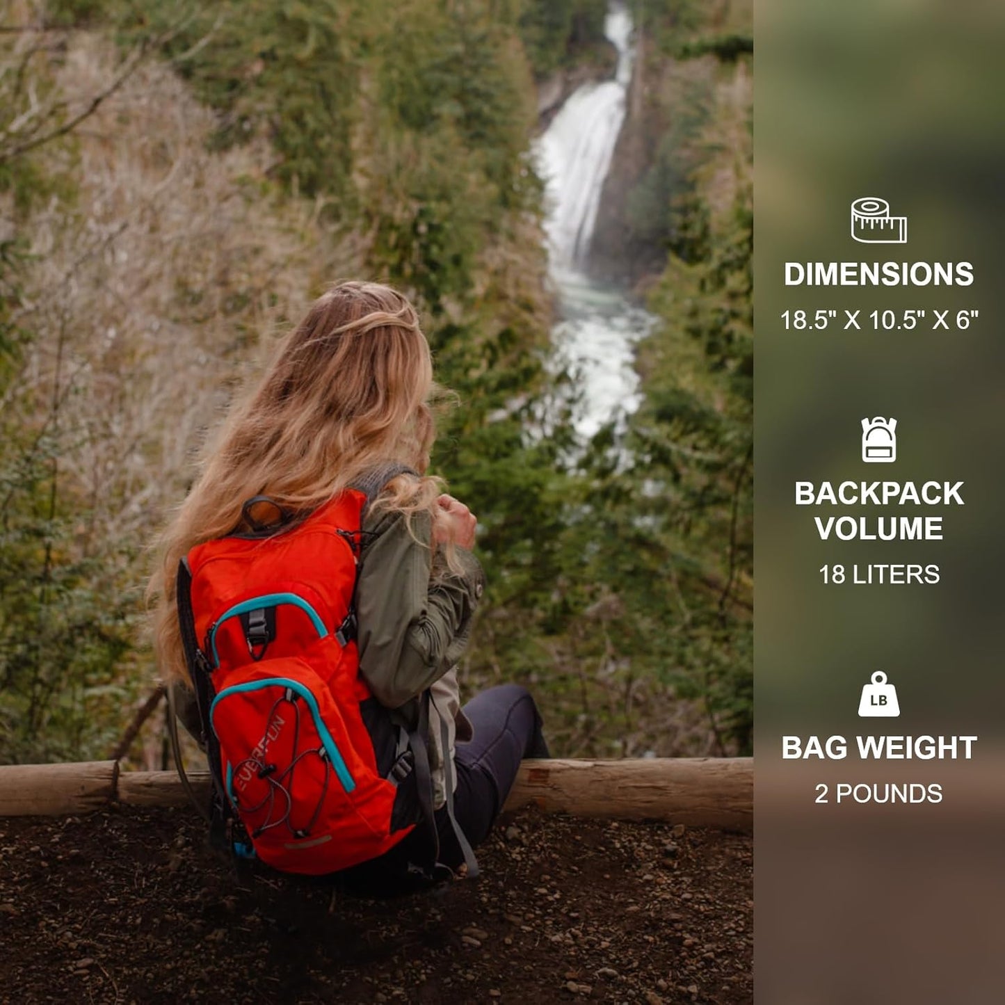 Everfun Hydration Backpack 18L with Water Bladder 2L/3L Hiking Water Backpack Women Men Hydration Pack Insulated Lightweight Day Hydropack with Storage for Hiking, Biking, Running, Festival