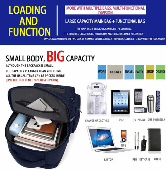 Multi-Functional Travel Laptop Backpack, Water-Resistant Large Capacity Bookbag for Work, College, and Weekend Trips