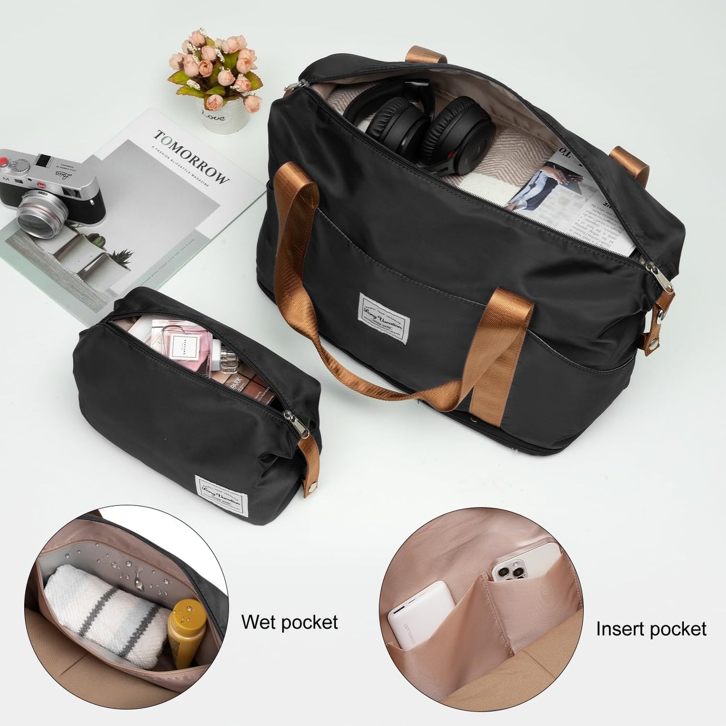 LONG VACATION 6 Piece ABS+PC Hardshell Luggage Set with Spinner Wheels, Lightweight suitcase set with TSA Lock & YKK Zipper