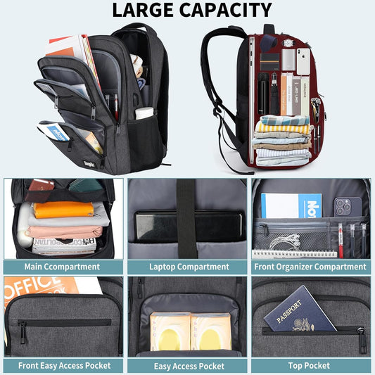 Backpck for Men Women, School Backpack for Boys Girls Teen, 15.6 inch Laptop Back Pack with USB Charger Port, Bookbag with USB Charger for travel, Work backpack,book bag, Mochilas para hombres Black