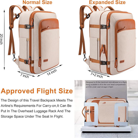 Travel Laptop Backpack,42L Carry on Luggage, Flight Approved Expandable Backpack,Business Anti Theft Weekender Bags for Women Men, Water Resistant Expandable Backpacks With 4 Packing Cubes