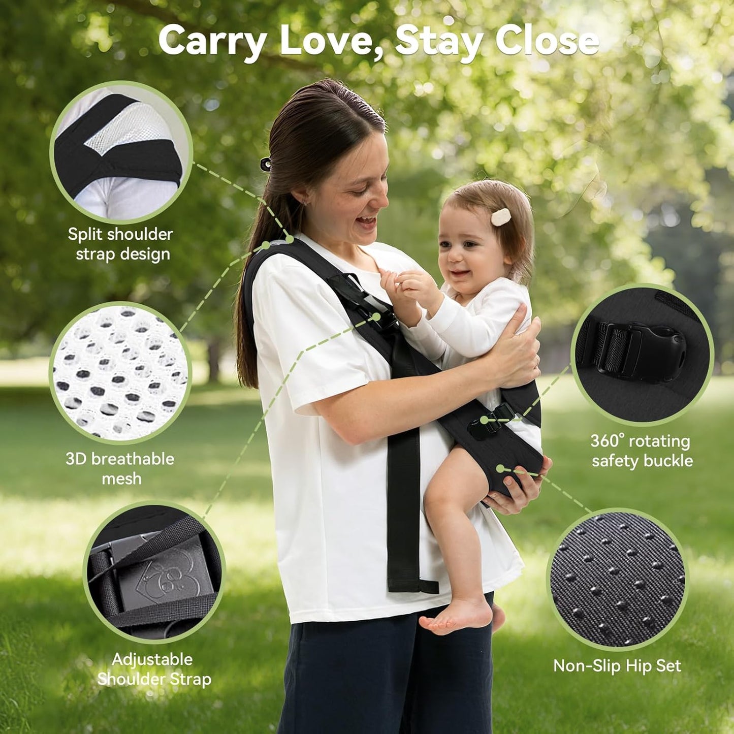 Baby Carrier Newborn to Toddler-Adjustable Baby Sling Carrier,Baby Sling Carrier for 25-60lbs,Comfortable Toddler Sling for Hands-Free Carrying