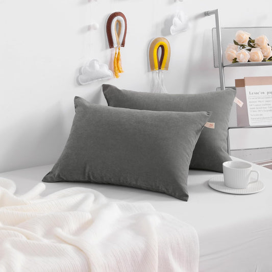 NTBAY Toddler Pillows, Down Alternative 13"x18" Pillow, Machine Washable - Soft and Breathable Travel Small Pillows for Sleeping, Ideal for Daycare, Crib, Cot, Dark Grey