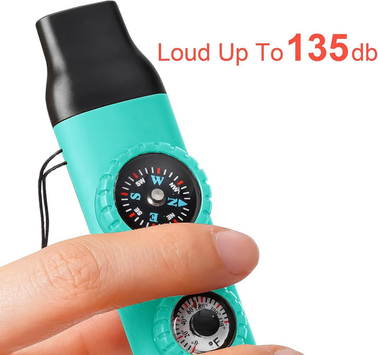Emergency Survival Safety Whistle,Whistle for Kids with Lanyard,Compass,Thermometer,Ideal for Kayaking, Boating, Hiking, Camping, Climbing