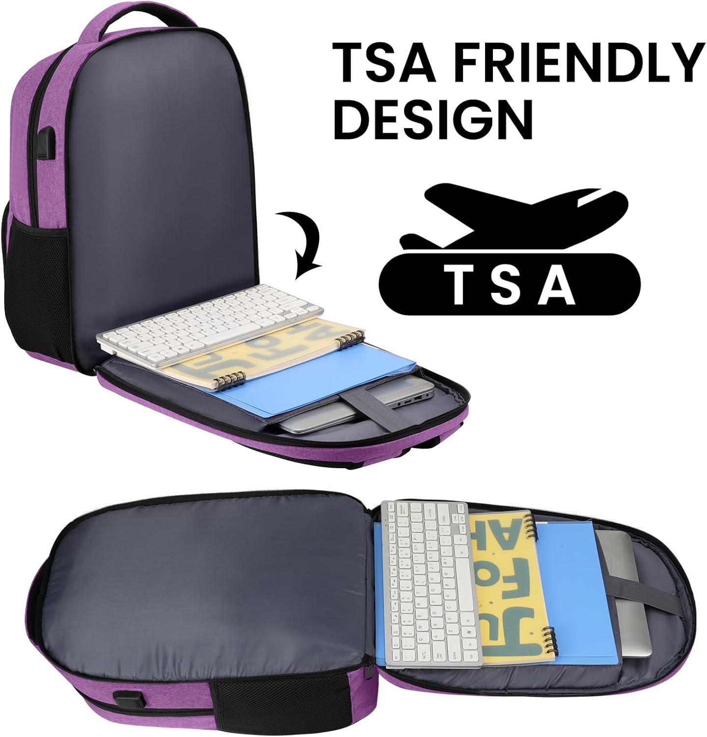 Backpack for Girls Women, School Backpack for Teen Boys, Lightweight Casual High School Bookbag, Daily-use Travel Laptop Backpack with USB Charging Port Fits 15.6 Inch Notebook