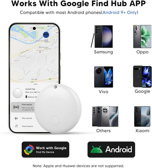 Air Tracker Tag for Android Smart Tag(Not for iOS)Air Tracker Tags-4 pack Android Work with Google Find Hub App Key Finder Bluetooth Tracker Item Locator for Purse, Keys, Luggage, Backpack, Pets,etc.