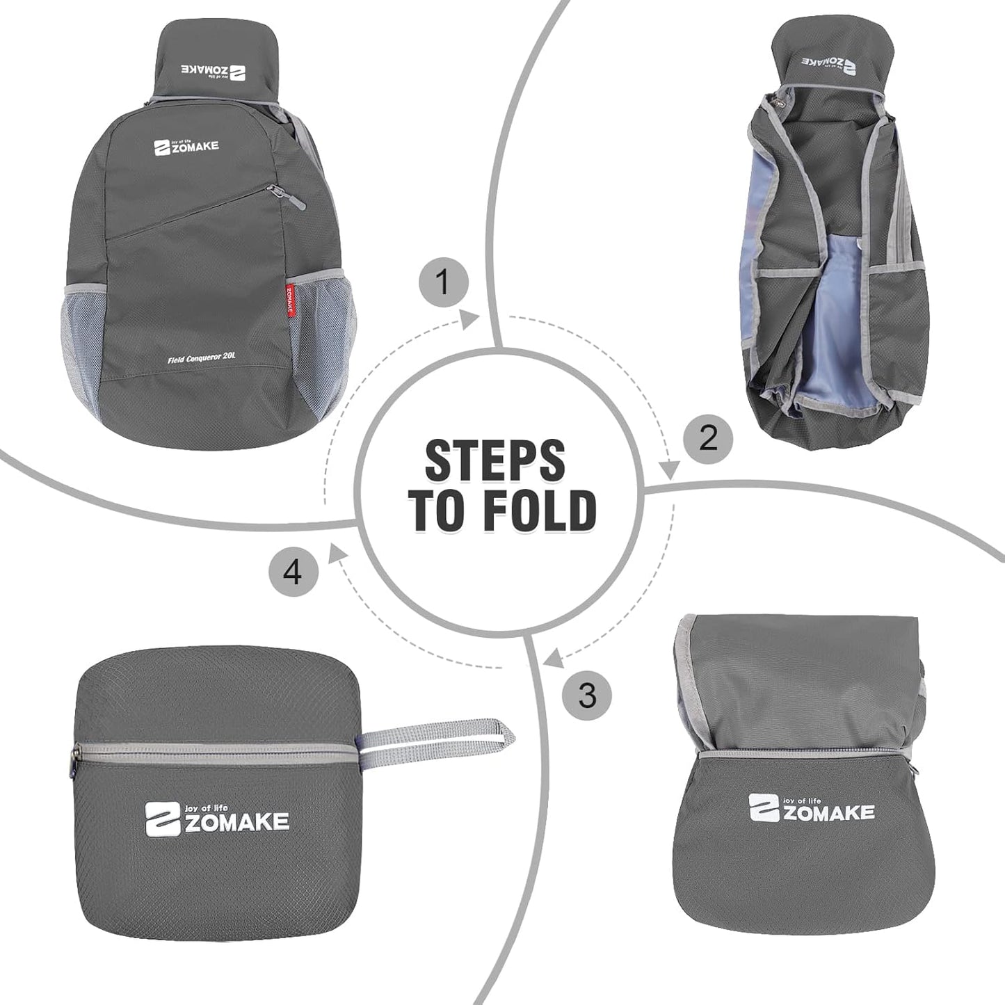 ZOMAKE Lightweight Packable Backpack 20L, Foldable Backpacks Small Daypack for Hiking Water Resistant Day Bag for Travel