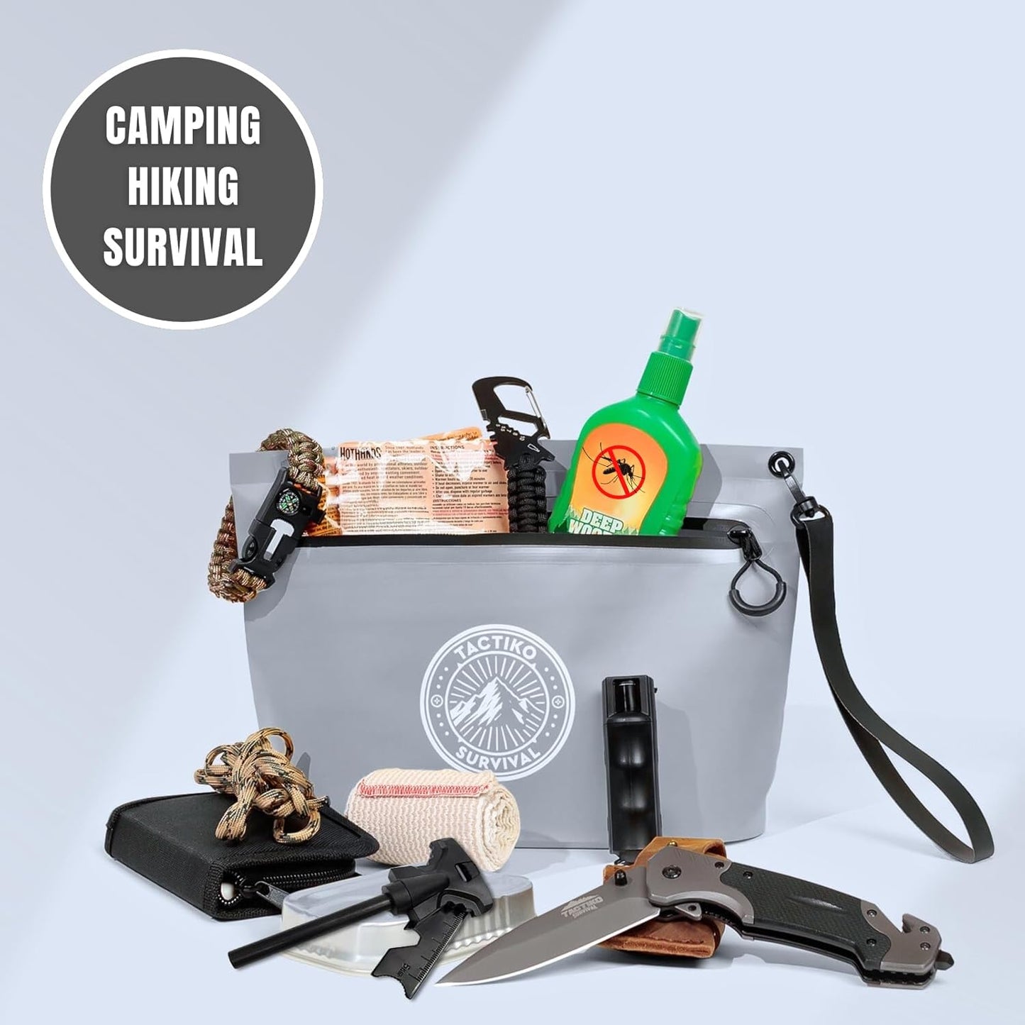 3-Pack Tactiko Heavy-Duty Splash Water Resistant Zipper Pouches - Hold-All Organizers for Dry Bags, Travel Bags (3, Orange/Gray/Black)