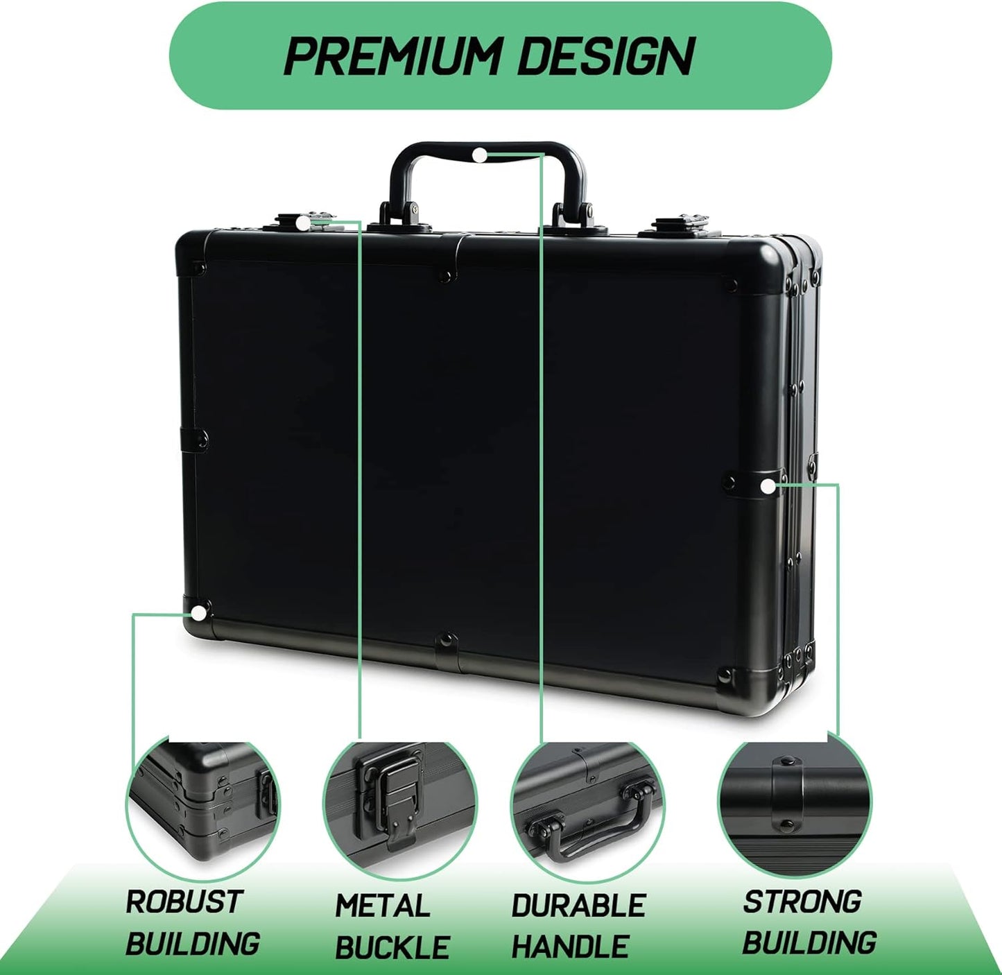 10 slots Aluminum watch case, Hard Deluxe watch storage organizer box with soft foam padding snug fit watches up to 55mm face