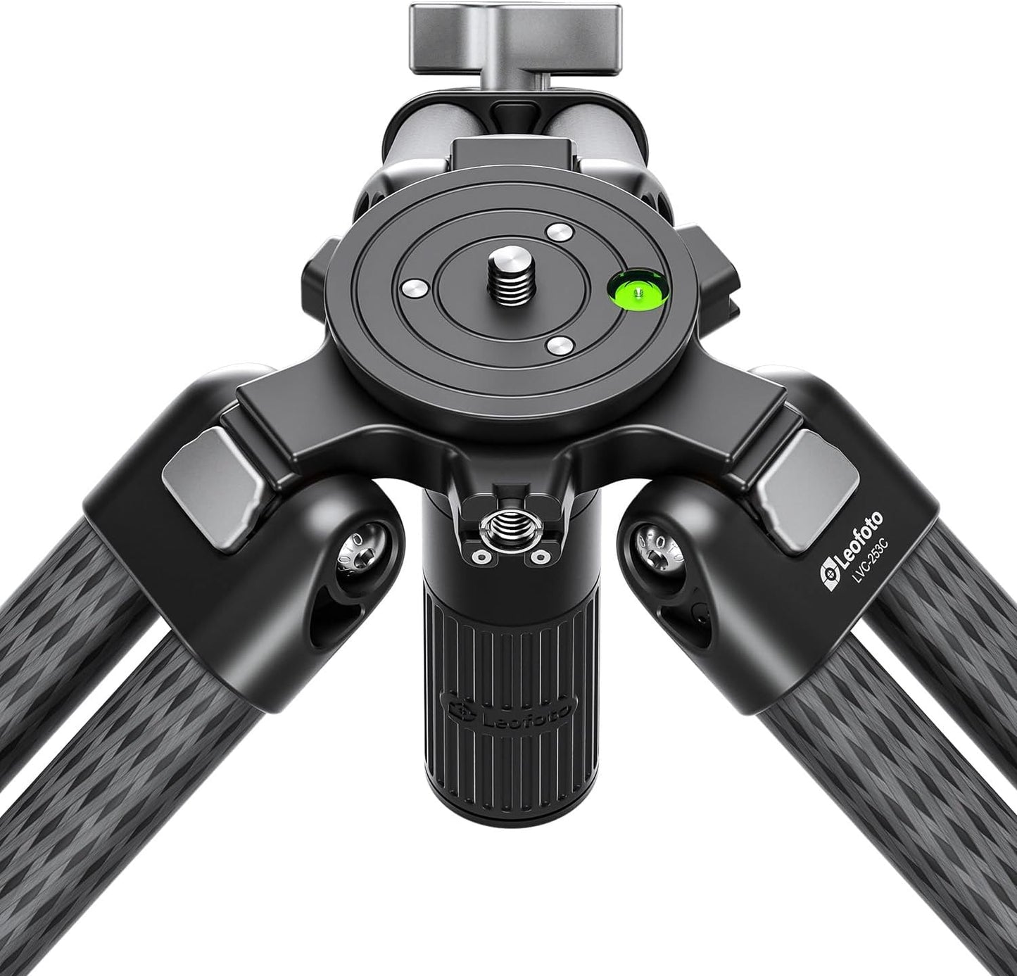 Leofoto LVC-253C+BV-20 Video Tripod, Twin Leg, Integrated Bowl, Leveling Base with Handle, 3 Leg Sections, Fluid Head Set, Lever Release Clamp