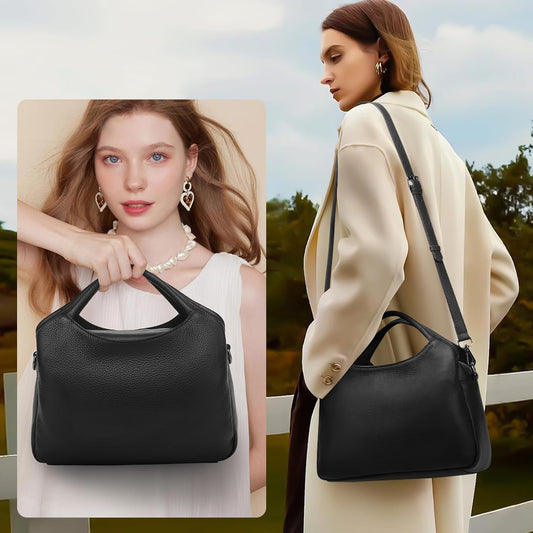 KOGTLA Genuine Leather Purses for Women, Crossbody Shoulder Bags with Top-Handle, Tote Satchel Handbags