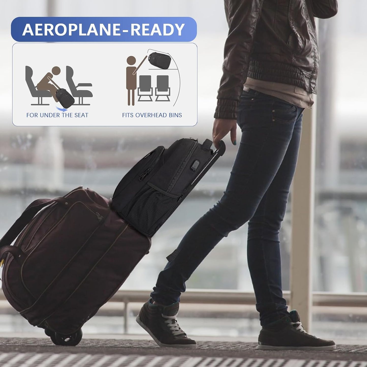 LARIPOP Travel Laptop Backpack,15.6 Inch Business Laptop backpack for Men Women with USB Charging Port,Water-Resistant Laptopack Weekender Daypack for Work College Computer