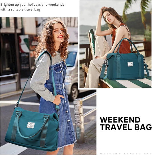 Travel Duffel Bag, Sports Tote Gym Bag, Shoulder Weekender Overnight Bag for Women