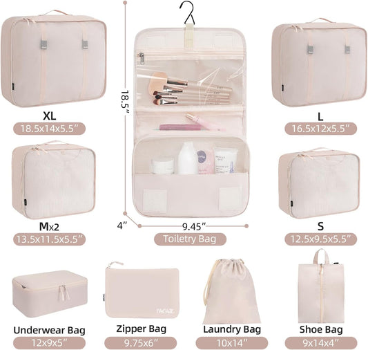 BAGAIL 6 Set/8 Set/10 Set Packing Cubes Various Sizes Packing Organizer for Travel Accessories Luggage Carry On Suitcase