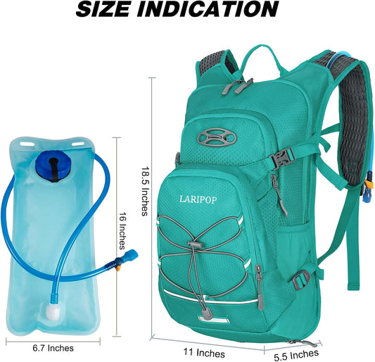 LARIPOP Hydration Backpack, 18L Hiking Backpack with 2L Water Bladder, Lightweight Water Pack for Cycling, Hiking, Biking