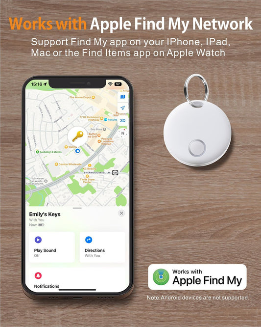 Reyke Smart Tag, Bluetooth Luggage Tracker, Works with Apple Find My (iOS Only), Item Locator for Key, Luggage, Backpack, Wallet, IP67 Waterproof, 4 Pack White