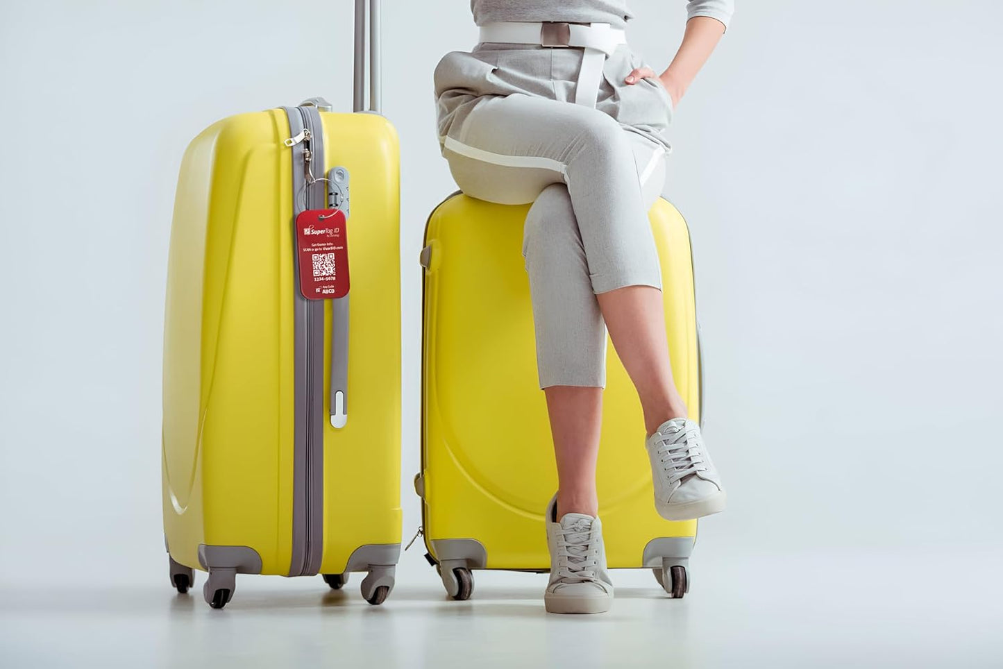 Dynotag® Sentry Series Solid Metal Web Enabled Smart Luggage Tag ID + Steel Loop, Anodized Aluminum with DynoIQ™ & Lifetime Recovery Service (Ruby Red)