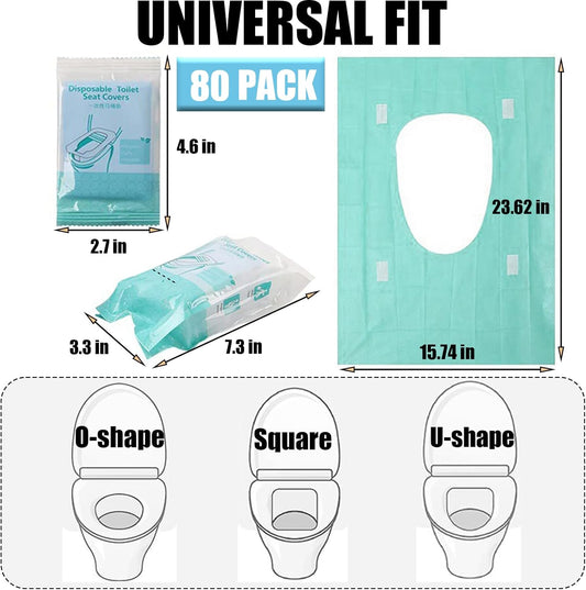 80 Pack Toilet Seat Covers Disposable 16x24 Inch XL Portable Toilet Liners Travel Seat Cover for Outdoors,Hotel, Hospital, Travel, Public Toilet Seat Cover (80pack, GREEN)