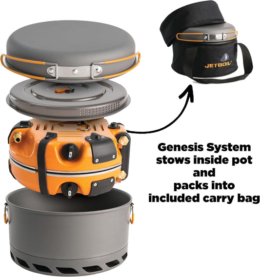 Jetboil Genesis Basecamp Backpacking and Camping Stove Cooking System with Camping Cookware