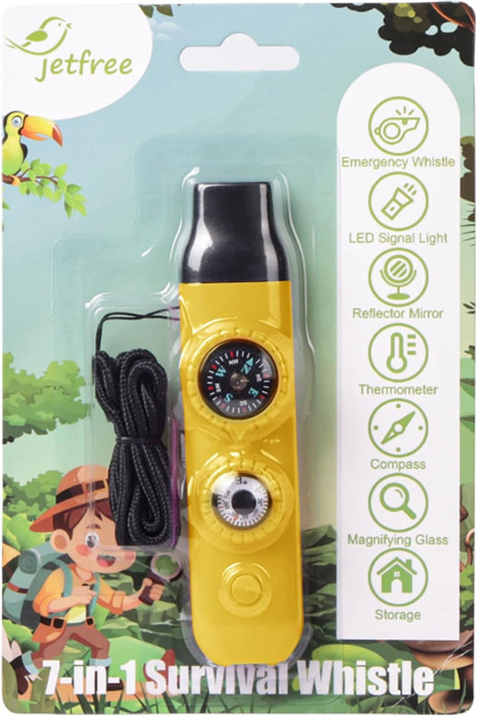 Multifunctional Survival Emergency Whistle for Kids with Compass Hiking Survival, Thermometer & Neck Lanyard | Emergency Safety Gear for Hiking, Camping, Kayaking, Boating, Climbing