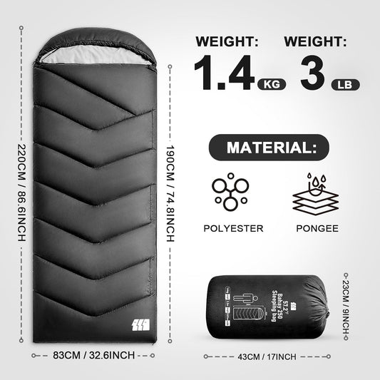 Sleeping Bags for Adults Cold Weather,Portable, Waterproof,Lightweight Camping Sleeping Bag for Tall Girls Boys with Compression Sack for Warm Camping, Hiking, Outdoor & Indoor