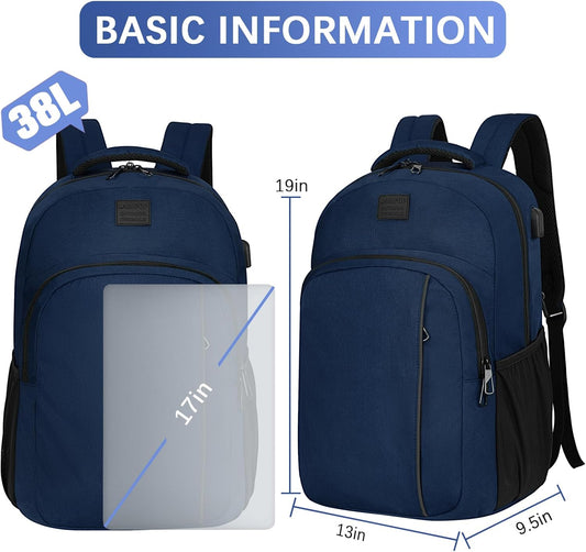 LARIPOP Extra Large Backpack,17.3 Inch Business Laptop backpack for Men Women with USB Charging Port,Water-Resistant Laptopack Weekender Daypack for Work College Computer