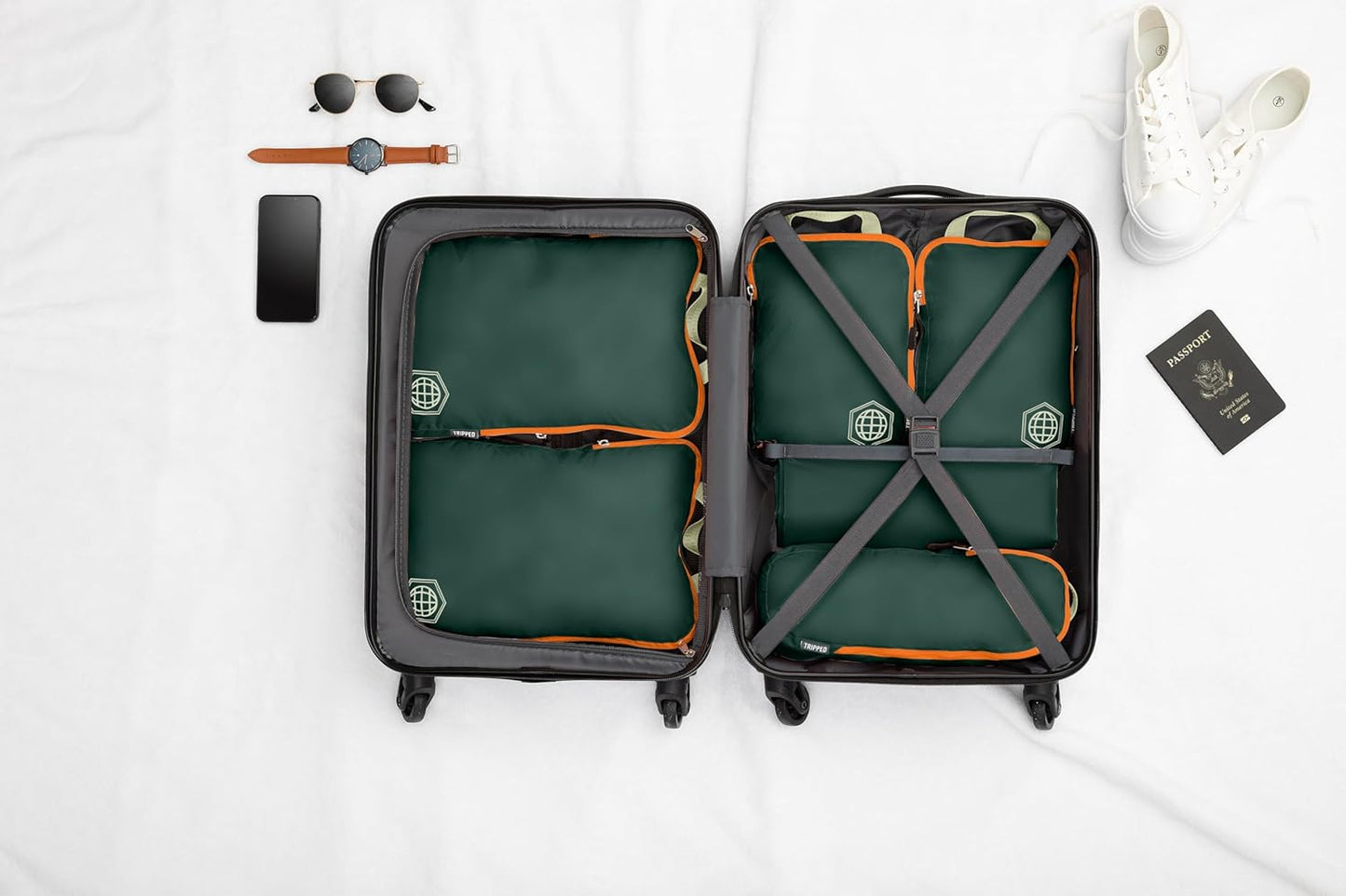 Compression Packing Cubes Set for Travel - Lightweight, Durable Clothes Organizer for Carry-On Luggage and Suitcases by TRIPPED Travel Gear