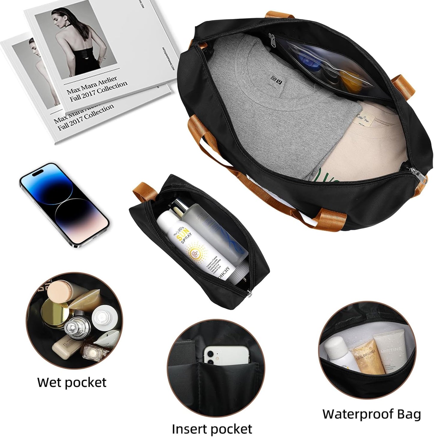 LARVENDER Luggage Sets 5 Piece Hardside Expandable Suitcase with Wheels Lock,Hardside Lightweight Rolling Suitcase for Women and Men,Black