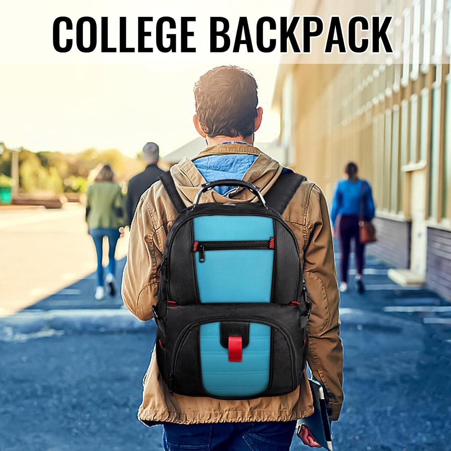 YOREPEK Travel Backpack, Extra Large 50L Laptop Backpacks for Men Women, Water Resistant College Student Bookbag Airline Approved Business Work Bag with USB Charging Port Fits 17 Inch Computer, Blue