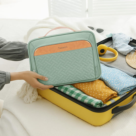 Travel Hanging Toiletry Bag for Women, Cruise Ship Essentials, with Jewelry Organizer, Extra Large Makeup Dopp Kit, Waterproof Cosmetic Bags, Toiletries Kit Set with Trolley Belt, Green