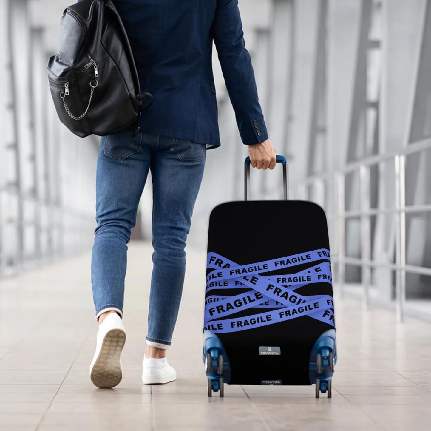 HYPER VENTURE Washable Luggage Cover - Fashion Suitcase Protector Fits 27-30 Inch Luggage (Fragile, L)