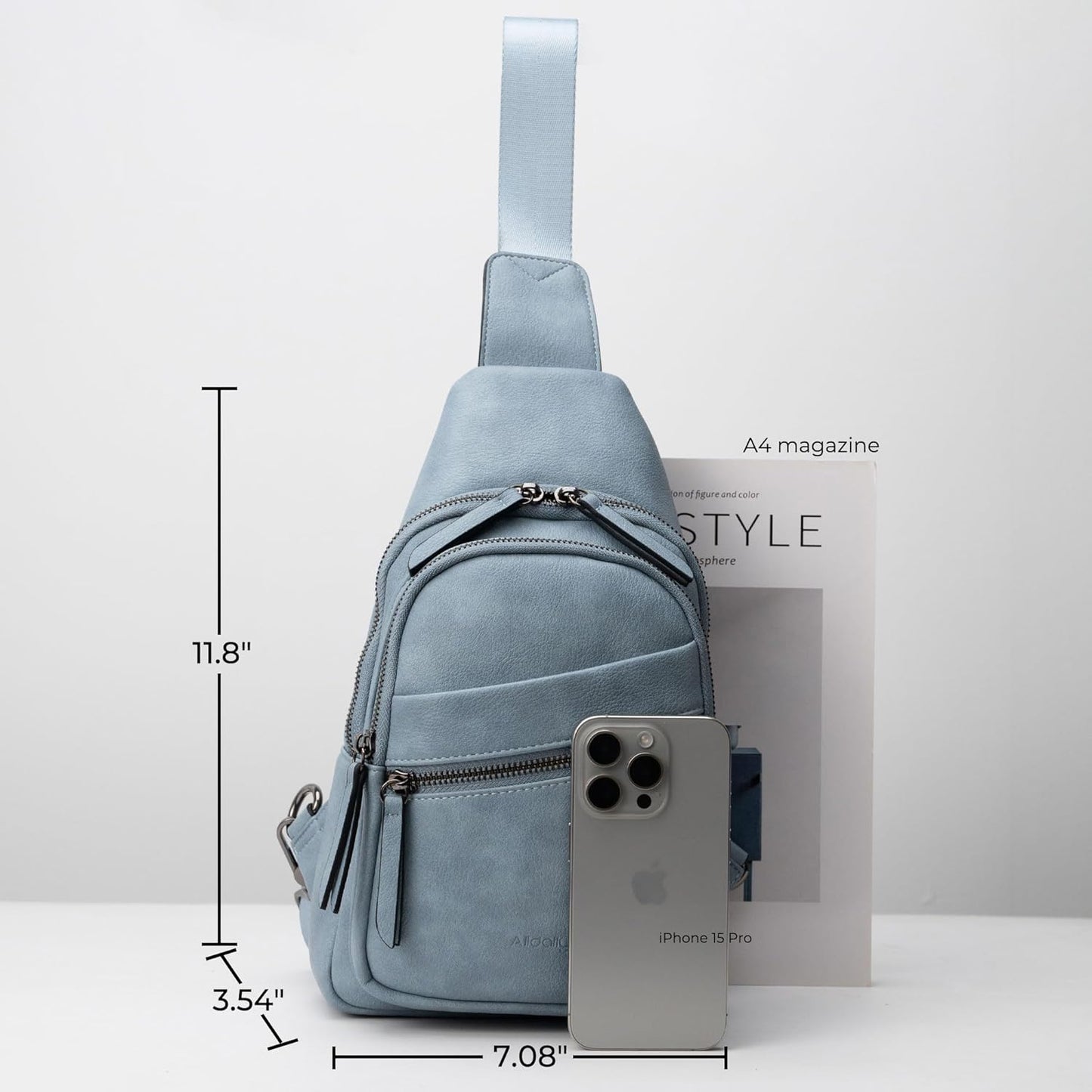 Alldaily Large Sling Bag for Women Crossbody Purse Leather Fashionable Trendy Chest Bag for Travel, Fanny Pack (Blue)