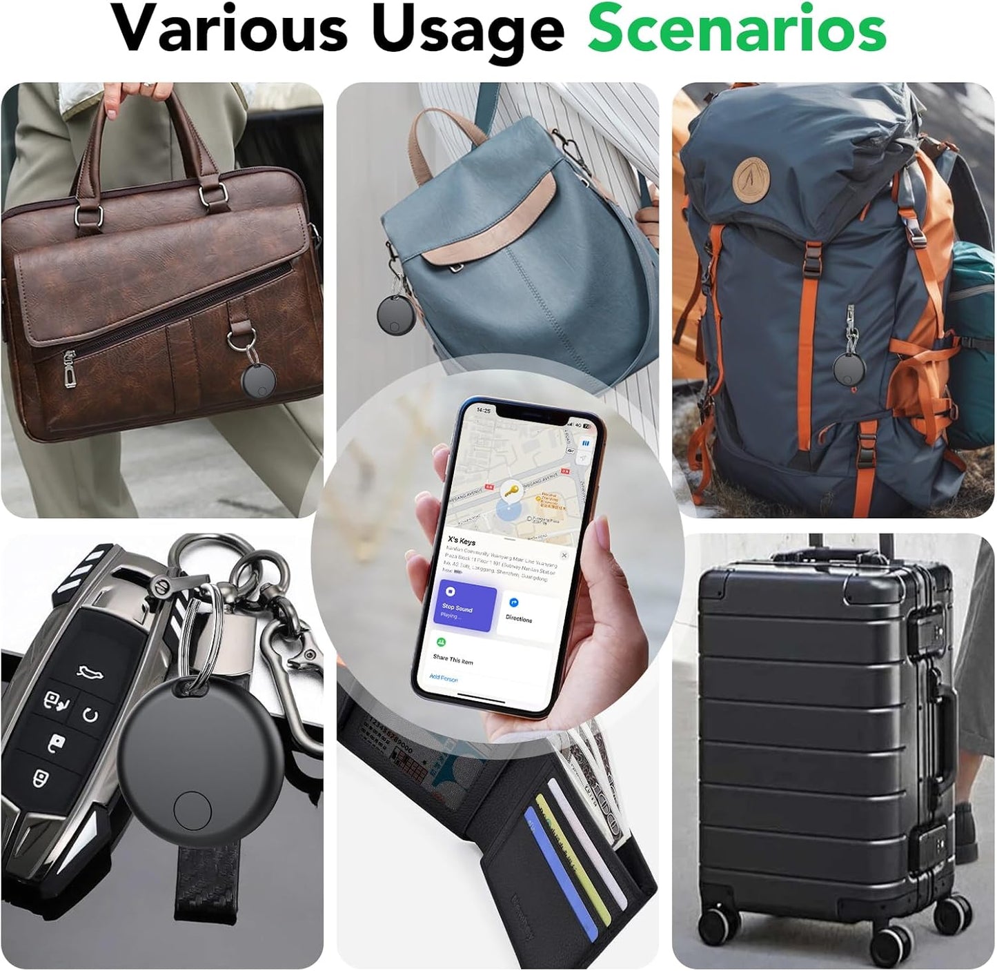 Air Tracker Tags-4 Pack: Smart Bluetooth Tracker, Item Finder Works with Apple Find My (iOS Only) App, Trakcer Tag Locator for Keys, Luggage, Satchel, Backpack etc. (Not for Android Devices)