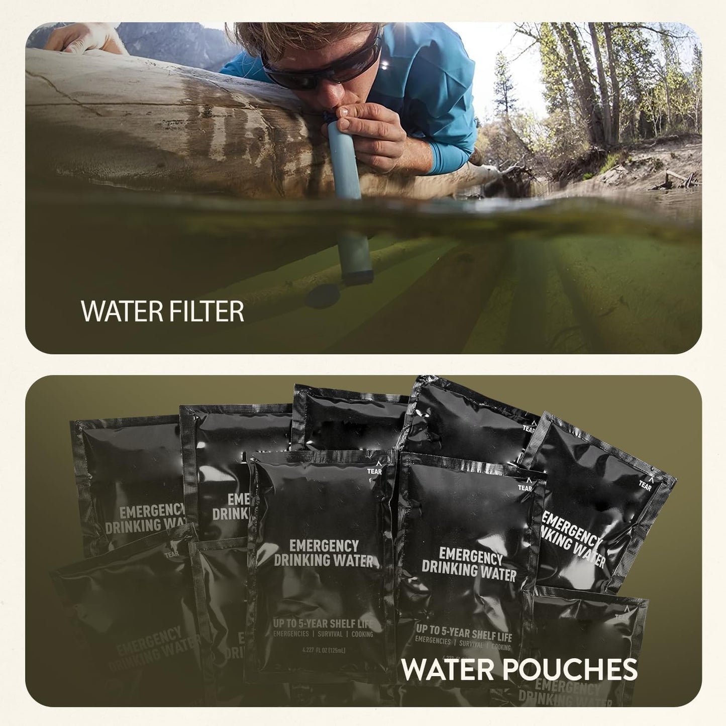 72-Hour Survival Kit | Emergency Bug Out Bag with First Aid, Water Filter, Food, Tools | 45L Tactical Backpack for Camping, Hiking, Outdoor Emergency Preparedness