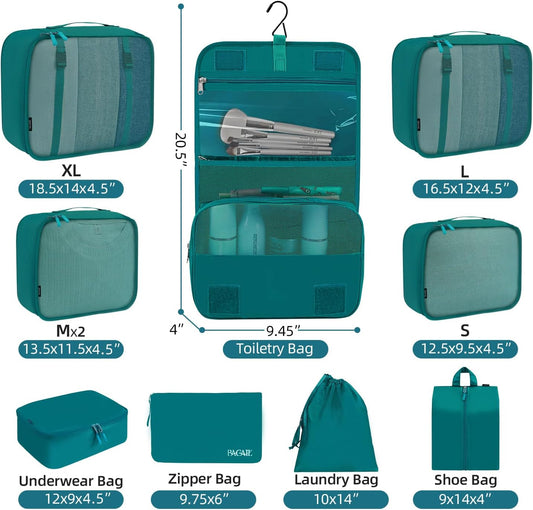 BAGAIL 6 Set/8 Set/10 Set Packing Cubes Various Sizes Packing Organizer for Travel Accessories Luggage Carry On Suitcase