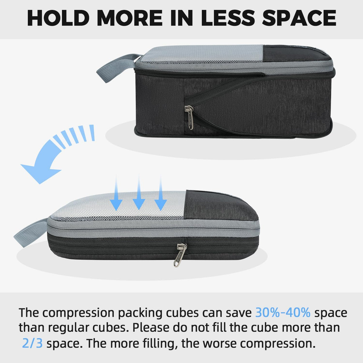 BAGAIL 6 Set/4 Set Lightweight Compression Packing Cubes for Travel, Anti-Tearing Expandable Organizer Bags for Suitcase