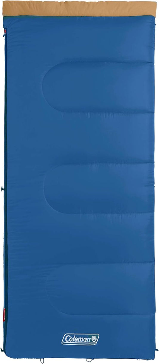 Coleman Brazos 20/30°F Adult Cool-Weather Sleeping Bag with No-Snag Zipper & Stuff Sack, Machine Washable, Great for Camping, Traveling, Guests, & More