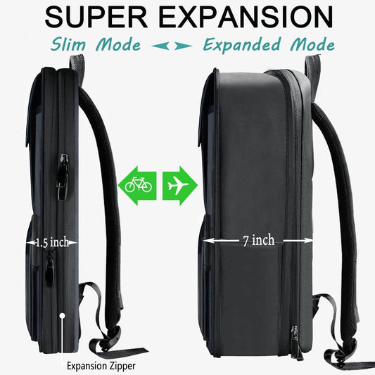 ZINZ Laptop Backpack 15 15.6 16 Inch, Expandable Computer Rucksack with Multi-Pockets Anti-Theft Travel Daypack for Men and Women,Dark Gray