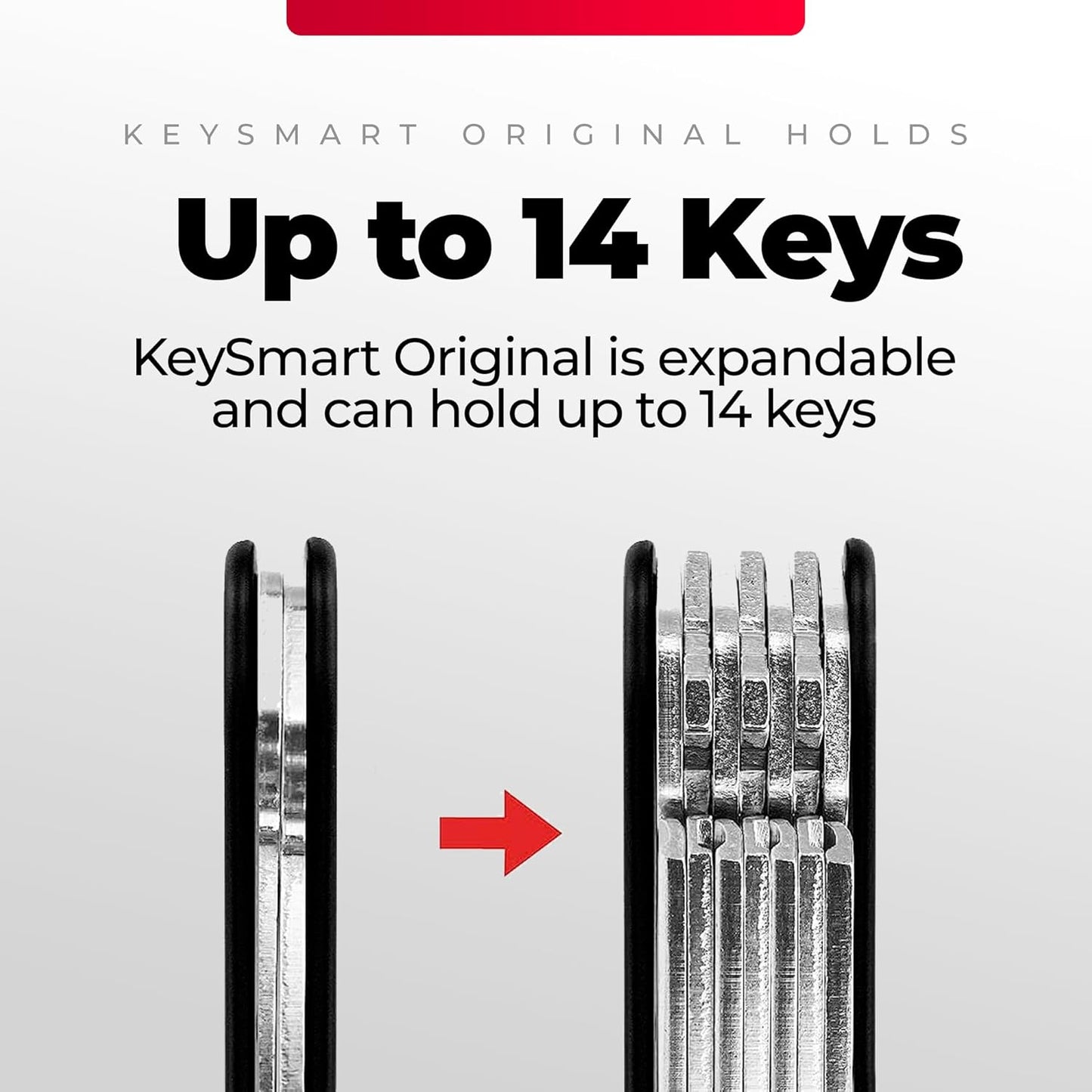KEYSMART Key Holder for Keychain - Compact Key Organizer for Key Chain, Minimalist Clutter-Free EDC Keychains Key Ringys, Carbon Fiber 3k, 14 Keys