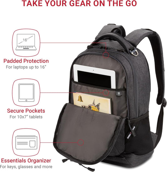 SwissGear Cecil 5505 Laptop Backpack, Charcoal, 18-Inch