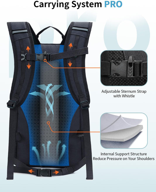 ECOHUB Small Hiking Backpack for Men Women, 20L Lightweight Travel Backpacks Water Resistant Camping Cycling Hiking Daypack