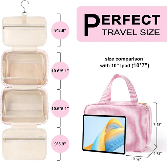 TOPEAST Travel Toiletry Bag Makeup Bag - Hanging Toiletry Bag for Women, Portable Toiletries Travel Bag and Cosmetic Bag, Airplane Travel Essentials Travel Toiletry Bag - Letter J, Purple