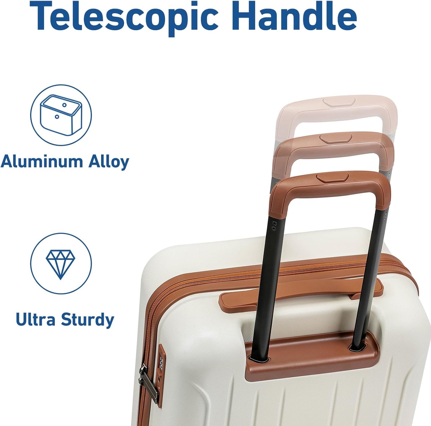 KYME Suitcase Hardshell With Double Spinner Wheels, PC+ABS TSA Lock Travel Luggage (Beige, 20" Carry On)