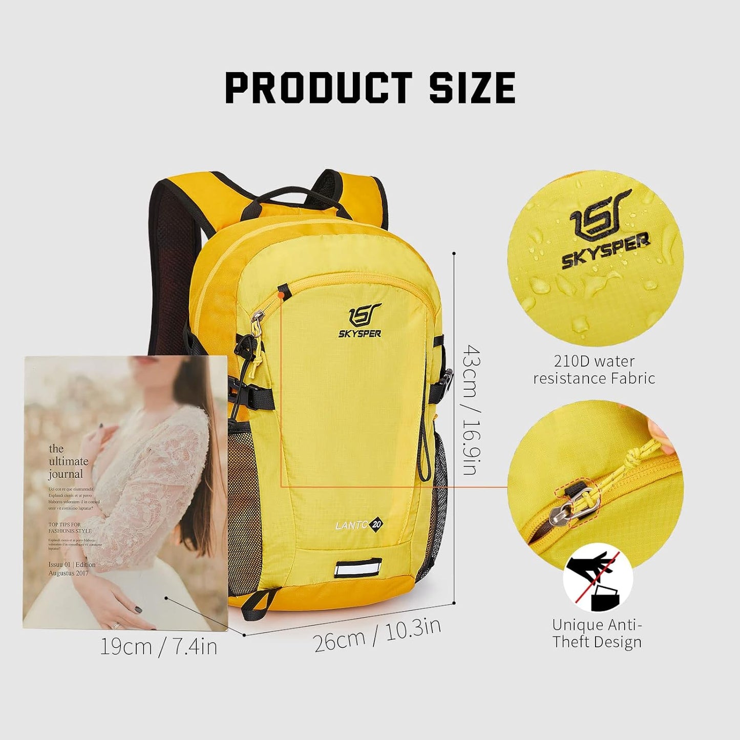 SKYSPER Small Hiking Backpack, 20L Lightweight Travel Backpacks Hiking Daypack for Women Men