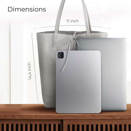 Italian Calf Leather Tote for Women with Zipper, Inner Pocket & Flat Base | Soft Unlined Shopper for Work & Travel