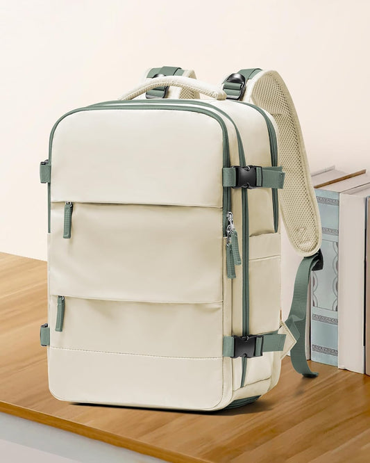 coowoz Large Travel Backpack For Women Men,Carry On Backpack,Hiking Backpacks Waterproof Outdoor Sports Rucksack Casual Daypack travel essentials(White Green)