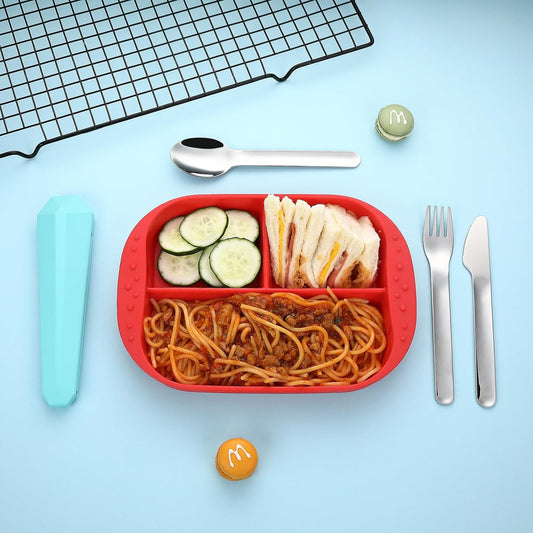 DEVICO Travel Utensils with Case, Reusable Camping Silverware Cutlery, 18/8 Stainless Steel Portable Fork Spoon Knife Set for Lunch Picnic School Workplace (Teal)