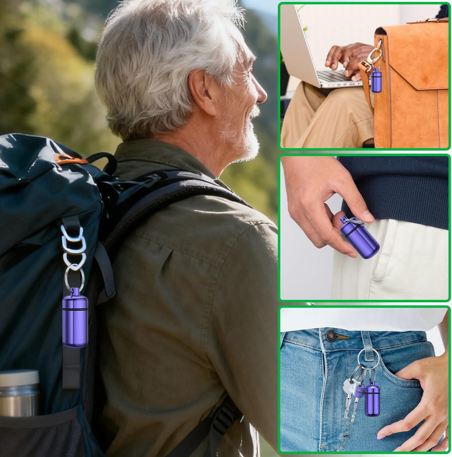 3 Pack Small Pill Box, Airtight Aluminum Alloy Pill Organizer Travel Pill Case for Purse Portable Medicine Box Bottle for Medication, Fish Oil, Supplements Storage