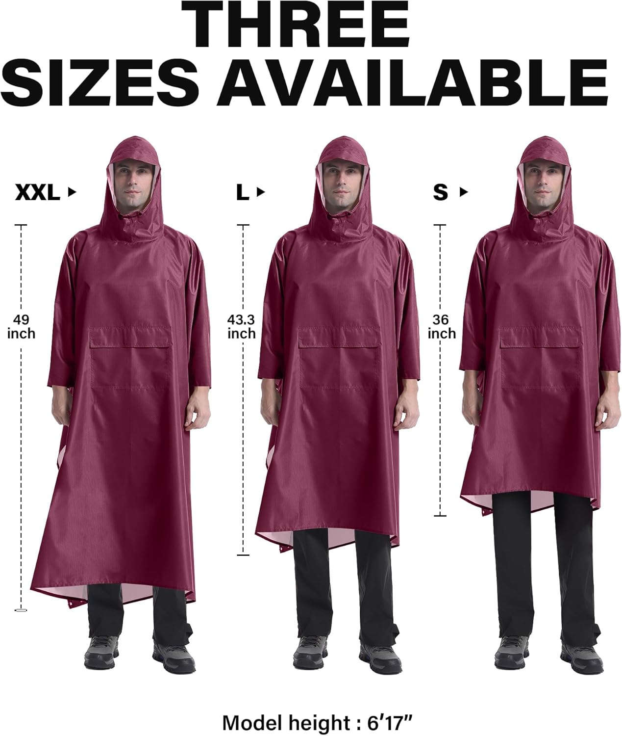 iCreek Hooded Rain Poncho with Pocket Waterproof Lightweight Unisex Raincoat Jacket for Hiking, Camping, Outdoor